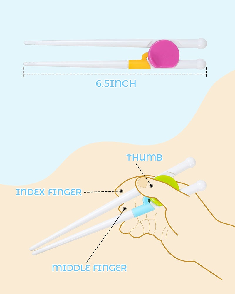 MoHern Kids Chopsticks Training for Toddlers - 6 Pairs, Beginner Support - Image 2