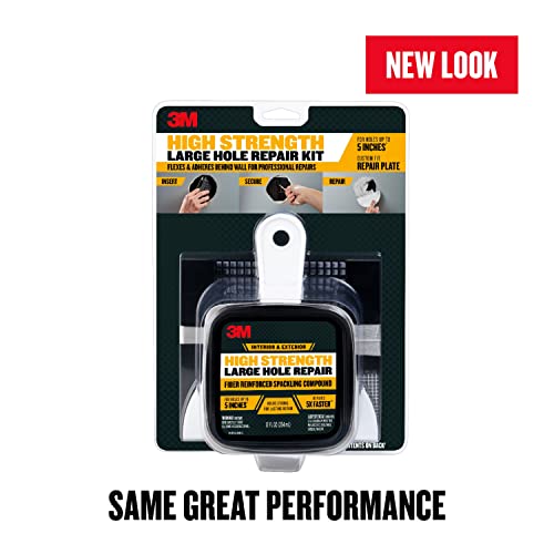 3M High Strength Large Hole Repair Kit, Includes Fiber Reinforced Spackling Compound (12 oz.), Repair Plate, Putty Knife and Sanding Sponge, For Easy Wall Repair, No Shrinking or Cracking (LHR-KIT) - Image 2