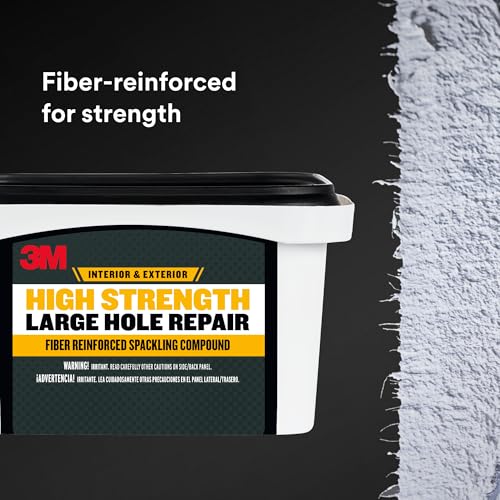 3M High Strength Large Hole Repair Kit, Includes Fiber Reinforced Spackling Compound (12 oz.), Repair Plate, Putty Knife and Sanding Sponge, For Easy Wall Repair, No Shrinking or Cracking (LHR-KIT) - Image 5