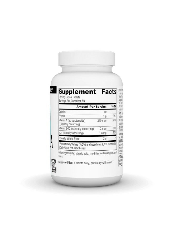 Source Naturals Chlorella 500 mg Green Superfood, Plant-Based B12-200 Tablets - Image 2