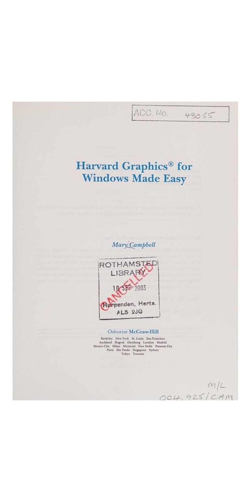 Harvard graphics for Windows made easy | Authored by Mary V. Campbell | Paperback | Published by Osborne McGraw-Hill