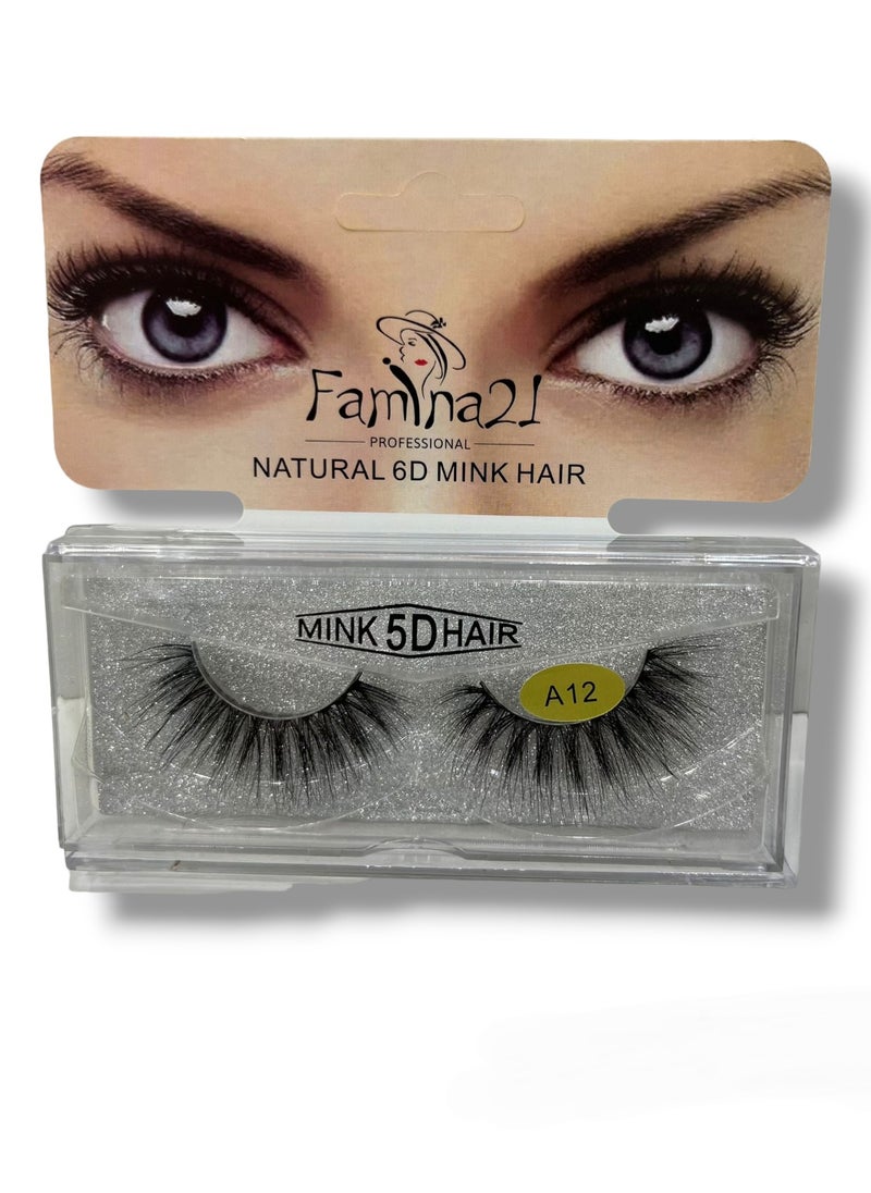 FAMINA21 Famina21 Natural 6D/5D Mink Hair Eyelashes - Set of 30 Models (A12)  - Image 1