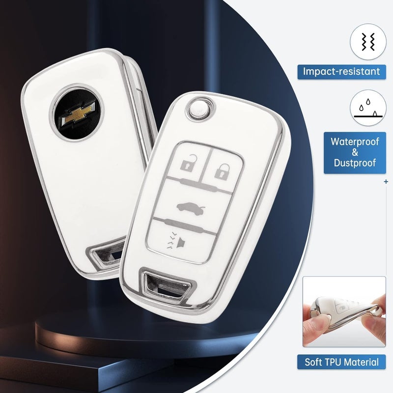 7Cylinder Soft TPU Key Fob Cover with Keychain for Chevrolet Models - Image 3