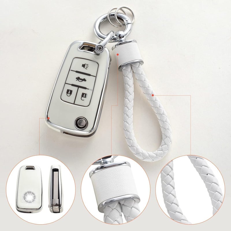7Cylinder Soft TPU Key Fob Cover with Keychain for Chevrolet Models - Image 4