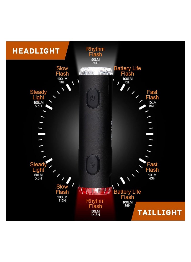 Y&D - Bike Helmet Light 2 in 1, Rechargeable Cycling with Bracket and Warning Lights, Waterproof 360° Bicycle Front Rear Lights for Night, Road, Mountain Dirt Riding - Image 1