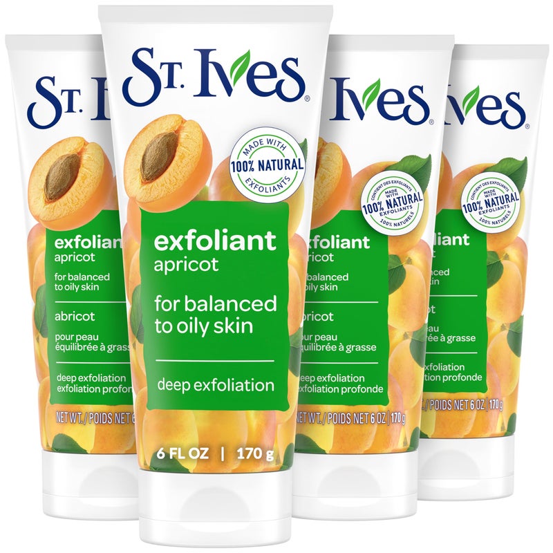 St. Ives Fresh Skin Apricot Face Scrub, Deep Exfoliator Skin Care for Clean, Glowing Skin, Oil-free Facial Scrub Made with 100% Natural Exfoliants, 6 oz, 4 Pack - Image 1