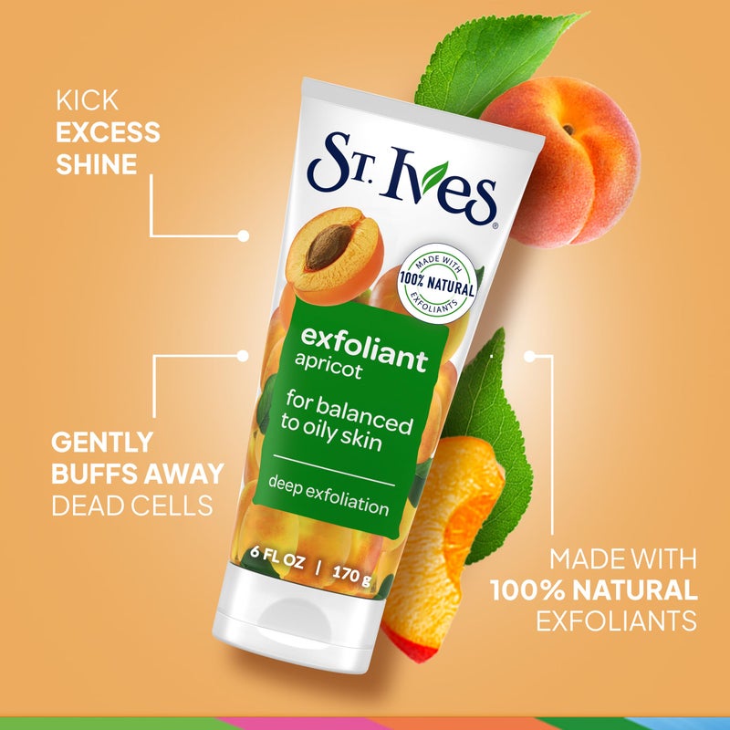St. Ives Fresh Skin Apricot Face Scrub, Deep Exfoliator Skin Care for Clean, Glowing Skin, Oil-free Facial Scrub Made with 100% Natural Exfoliants, 6 oz, 4 Pack - Image 3