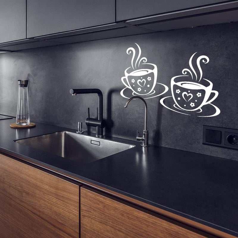 Wall4Stickers فن الجدار من ملصقات الأكواب، ديكور فينيل مطبخي، شعار قهوة، ديكور كوب، نقل بلاط أبيض، ملصقات، اقتباس ملصق، ديكور شاي، مقهى، منزل، غرفة حب، مرآة، صالة، خزانة، مطابخ، بلاط، ديكورات، نقل جدار - Image 2