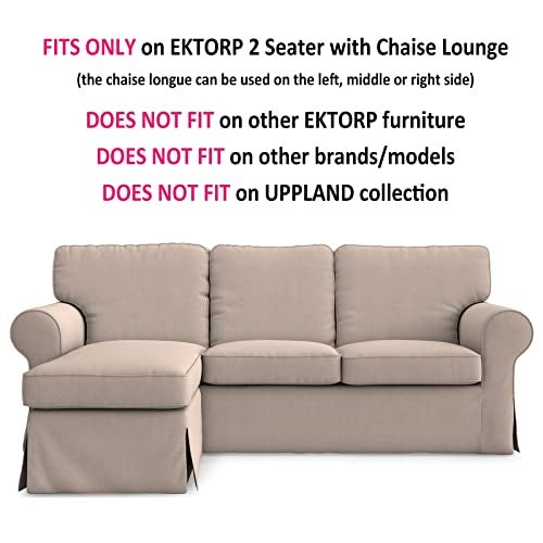 MASTERS OF COVERS Ektorp Loveseat (2 Seat) with Chaise Lounge Cover Replacement Customized for IKEA Ektorp Sectional 3 Seat Sofa Slipcover Replacement (Khaki) - Image 2