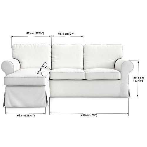 MASTERS OF COVERS Ektorp Loveseat (2 Seat) with Chaise Lounge Cover Replacement Customized for IKEA Ektorp Sectional 3 Seat Sofa Slipcover Replacement (Khaki) - Image 5