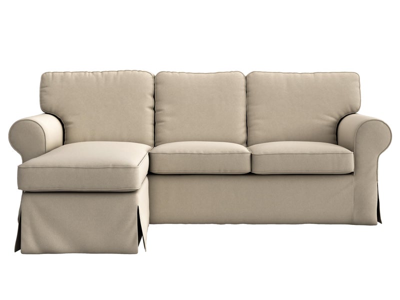 MASTERS OF COVERS Ektorp Loveseat (2 Seat) with Chaise Lounge Cover Replacement Customized for IKEA Ektorp Sectional 3 Seat Sofa Slipcover Replacement (Khaki) - Image 1