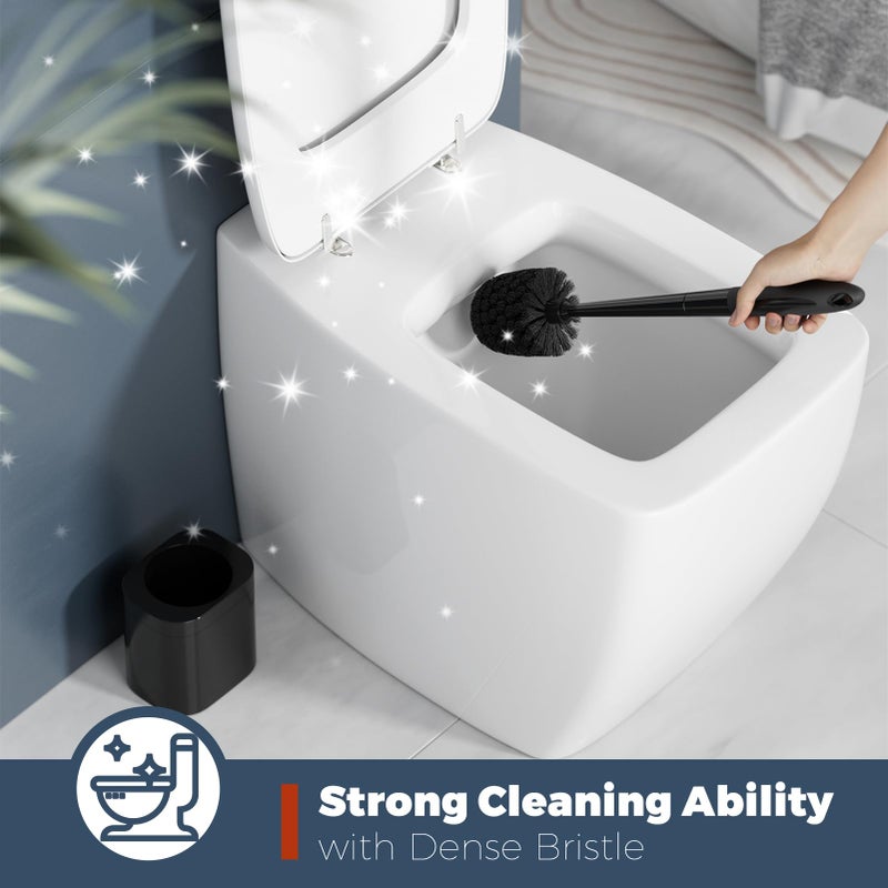 Holaloha Toilet Brush, 2 Pack Toilet Brush and Holder Set Bathroom Accessories, Toilet Bowl Brush and Holder for Bathroom, Black - Image 3