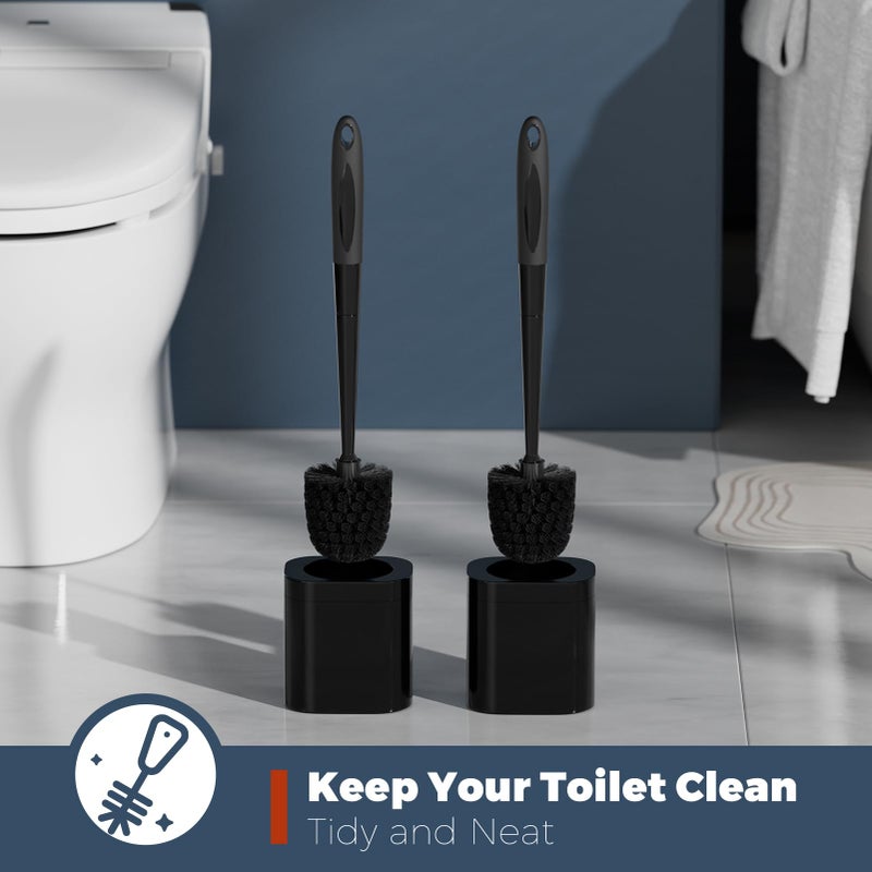 Holaloha Toilet Brush, 2 Pack Toilet Brush and Holder Set Bathroom Accessories, Toilet Bowl Brush and Holder for Bathroom, Black - Image 4