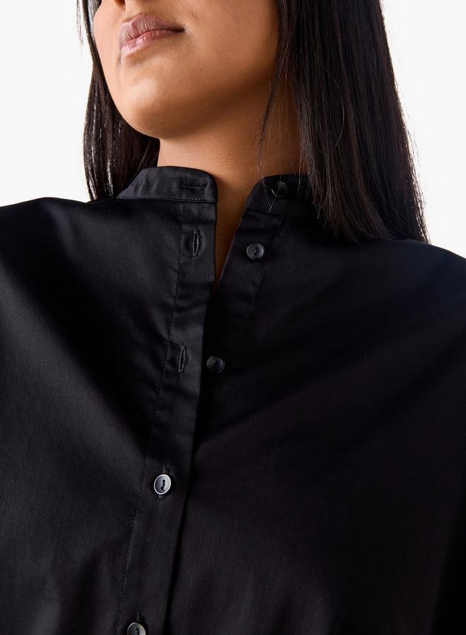  أولا بوبكن قميص مقاس كبير من أولا بوبكن بياقة صينية وأكمام ثلاثة أرباع - Image 4