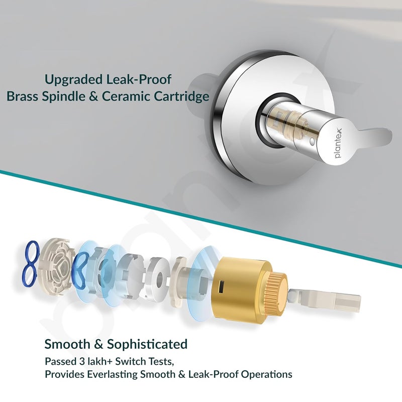 Plantex Angular Concealed Stop CockPure Brass Concealed Stop Valve Tap for Bathroom with Teflon Tape Brass Adjustable Wall Flange FLO806 Chrome - Image 5
