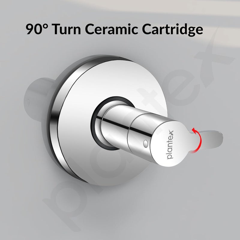 Plantex Angular Concealed Stop CockPure Brass Concealed Stop Valve Tap for Bathroom with Teflon Tape Brass Adjustable Wall Flange FLO806 Chrome - Image 2