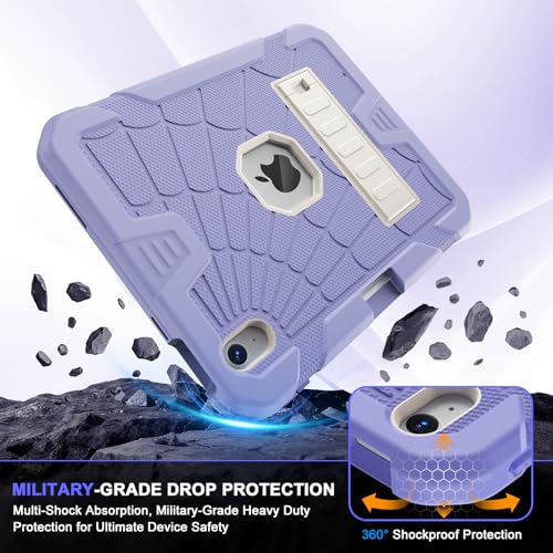 SIBEITU for iPad Case 11-inch A16 2025/ 10th Generation 2022, Heavy Duty iPad 10 Case with Kickstand & Pencil Holder, Rugged Hybrid 3-Layer Protective iPad 10th 10.9" Cover for Girls Women, Purple - Image 4
