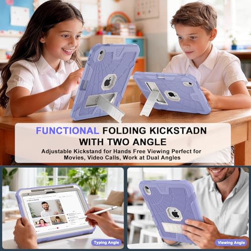 SIBEITU for iPad Case 11-inch A16 2025/ 10th Generation 2022, Heavy Duty iPad 10 Case with Kickstand & Pencil Holder, Rugged Hybrid 3-Layer Protective iPad 10th 10.9" Cover for Girls Women, Purple - Image 5