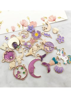 SYOSI Charms Pendants 31pcs 10mm-30mm Mixed Enamel Charms Pendants for Jewelry Making Necklace Earrings Bracelet Craft Findings DIY Necklace Bracelet Jewelry Making and Crafting (Purple)  - Image 3