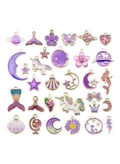 SYOSI Charms Pendants 31pcs 10mm-30mm Mixed Enamel Charms Pendants for Jewelry Making Necklace Earrings Bracelet Craft Findings DIY Necklace Bracelet Jewelry Making and Crafting (Purple)  - Image 1