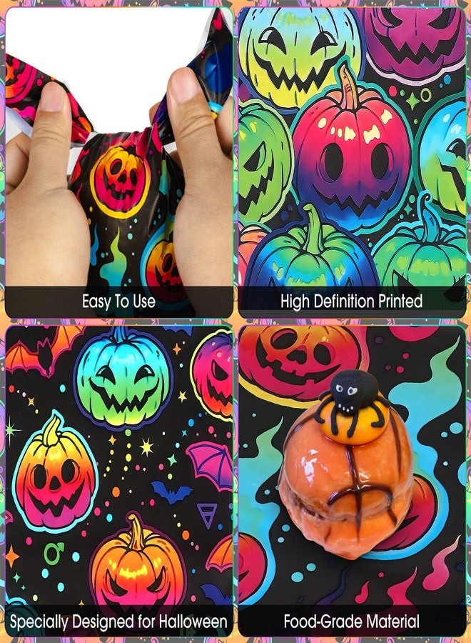 Litmitfu 50 Pcs Halloween Goodie Bags - Happy Halloween Treat Bags, Halloweens Pumpkin Plastic Gift Bag Bulk, Cute Rabbit Ear Candy Goody Bags for Kids Helloween Party Decorations Favors Birthday Supplies - Image 5