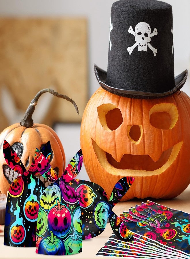 Litmitfu 50 Pcs Halloween Goodie Bags - Happy Halloween Treat Bags, Halloweens Pumpkin Plastic Gift Bag Bulk, Cute Rabbit Ear Candy Goody Bags for Kids Helloween Party Decorations Favors Birthday Supplies - Image 2
