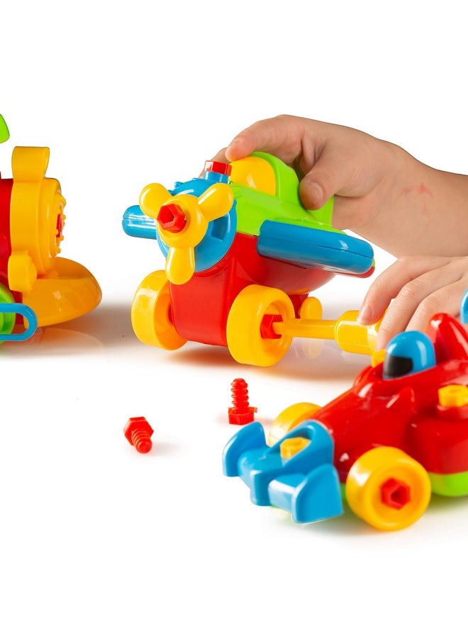 ToyVelt ToyVelt Take Apart Toys Set - Airplane, Train, and Racing Car with Tools - Toddler Take Apart Toys and Assembly Kit for Kids Ages 3-6+ - STEM Learning Construction Tools  - Image 4