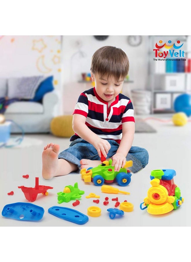 ToyVelt ToyVelt Take Apart Toys Set - Airplane, Train, and Racing Car with Tools - Toddler Take Apart Toys and Assembly Kit for Kids Ages 3-6+ - STEM Learning Construction Tools  - Image 2
