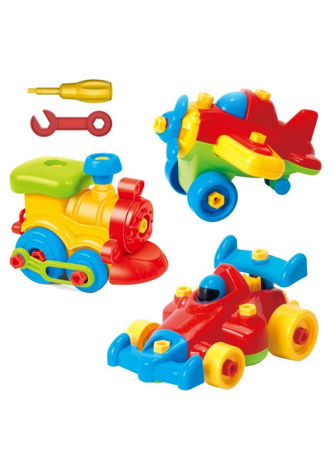 ToyVelt ToyVelt Take Apart Toys Set - Airplane, Train, and Racing Car with Tools - Toddler Take Apart Toys and Assembly Kit for Kids Ages 3-6+ - STEM Learning Construction Tools  - Image 1