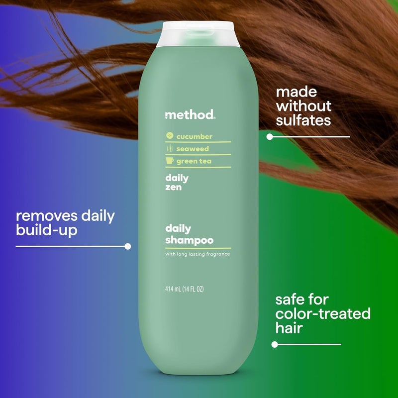 Method Everyday Shampoo, Daily Zen with Cucumber, Green Tea, and Seaweed Scent Notes, Paraben and Sulfate Free, 14 oz (Pack of 1) - Image 5