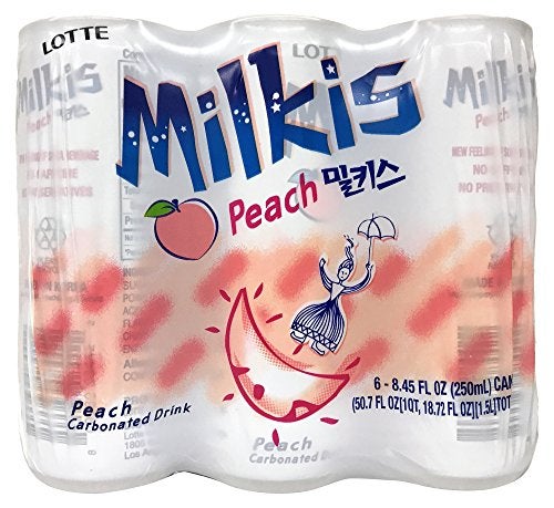 LOTTE Milkis Soda Beverage Peach 845 Fl Oz Pack of 6 - Image 1