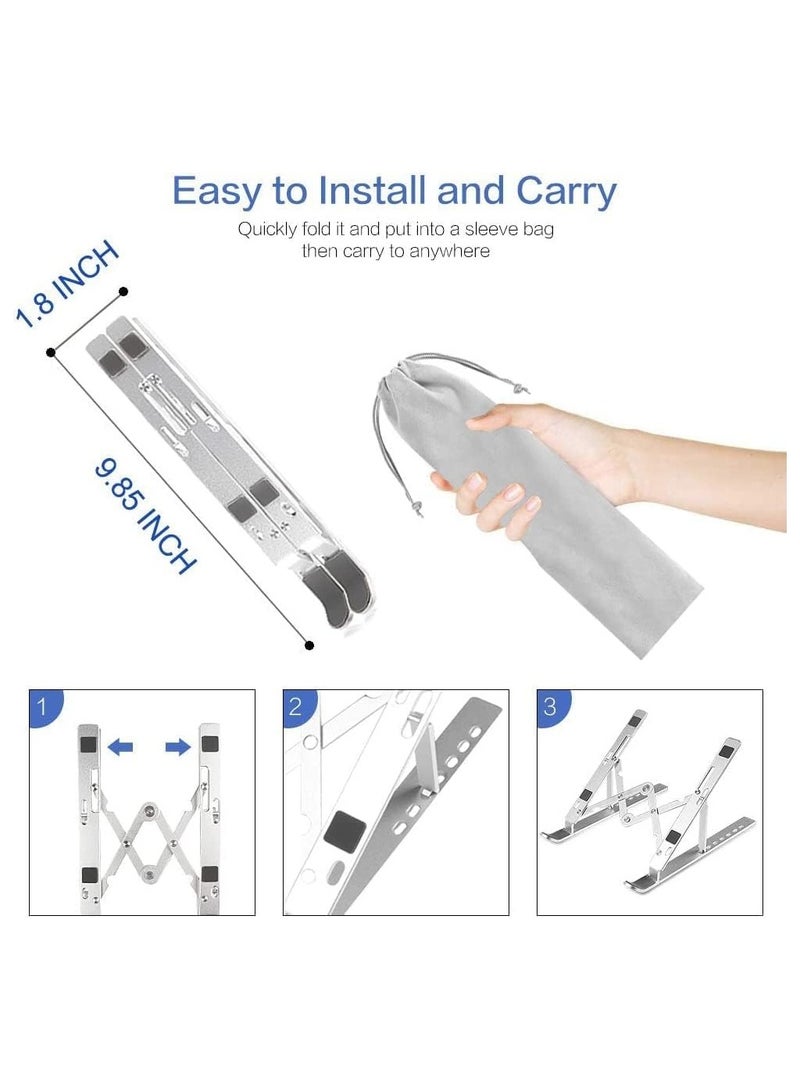 حامل لاب توب محمول رافع مصنوع من سيليكون وخليط معدني مع مستويات ارتفاع قابلة للتعديل متوافق جميع اللاب والتابلت بمقاس 15.6 بوصة - اسود - Image 3