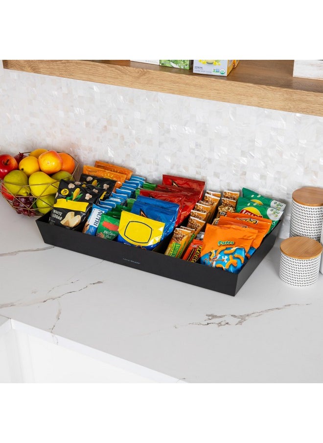 Mind Reader Mind Reader Snack Tray, Countertop Organizer, Snack Tray, Pantry, Breakroom, Kitchen, 24" L x 12" W x 3.25" H, Black  - Image 1