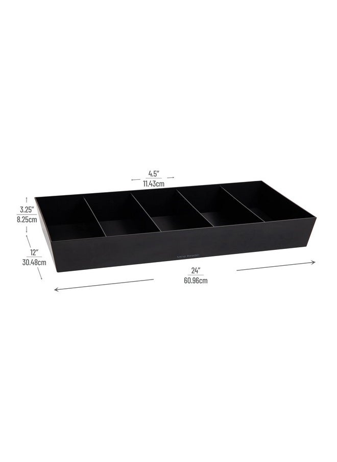 Mind Reader Mind Reader Snack Tray, Countertop Organizer, Snack Tray, Pantry, Breakroom, Kitchen, 24" L x 12" W x 3.25" H, Black  - Image 2