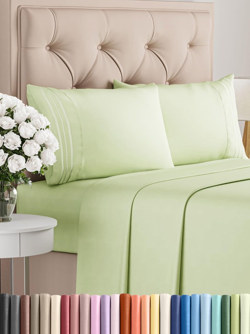 CGK Unlimited Full Size 4 Piece Sheet Set  Comfy Breathable  Cooling Bed Sheets Set  Hotel Luxury Bedding for Women Men Kids  Teens  Deep Pockets EasyFit Soft  Wrinkle Free  OekoTex  Light Sage Green