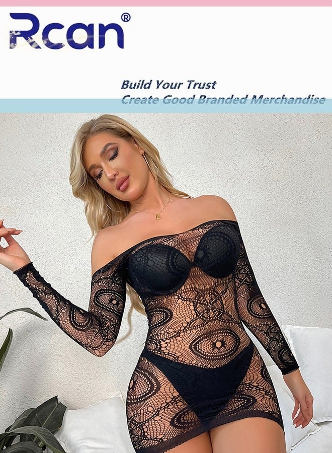 Rcan Lingerie For Women One Size Stretchy Teddy Hollow Out Sling Dress Bodysuit Babydoll Exotic Underwear Nightwear Ladies Boudoir Outfits Clubwear - Image 4