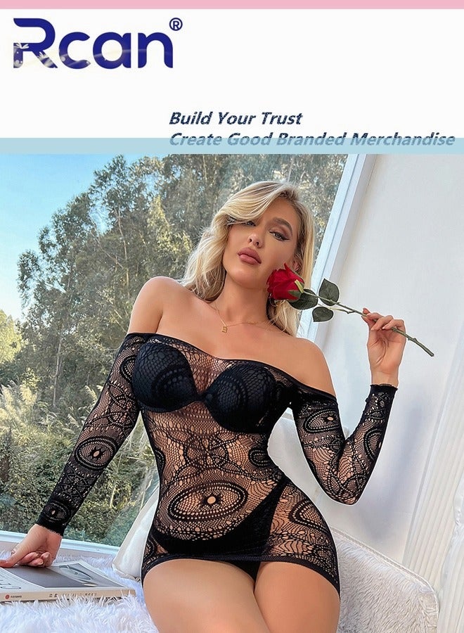 Rcan Lingerie For Women One Size Stretchy Teddy Hollow Out Sling Dress Bodysuit Babydoll Exotic Underwear Nightwear Ladies Boudoir Outfits Clubwear - Image 3