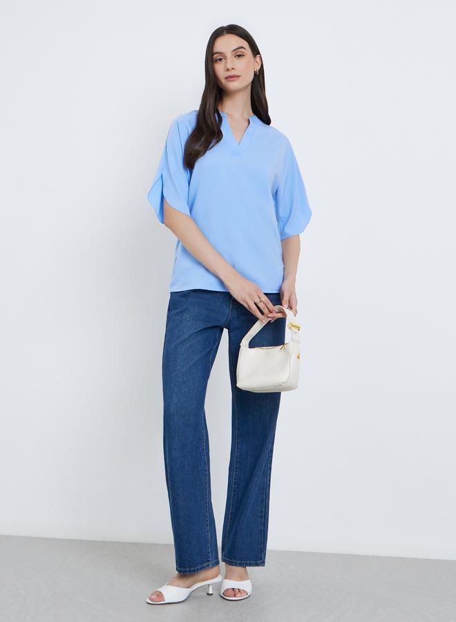 Take Two Women Blue Short Sleeve Blouse - Image 2