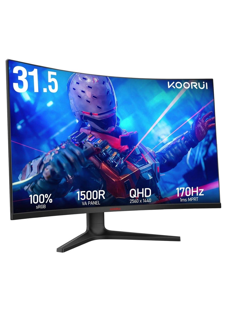 KOORUI KOORUI 32" VA Display 32E6QC Gaming Curved Monitor, Black - Image 1