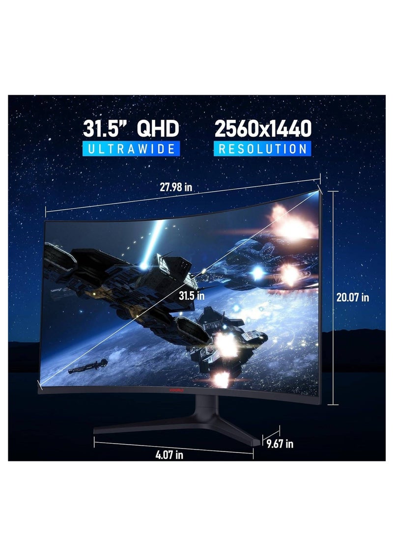 KOORUI KOORUI 32" VA Display 32E6QC Gaming Curved Monitor, Black - Image 2
