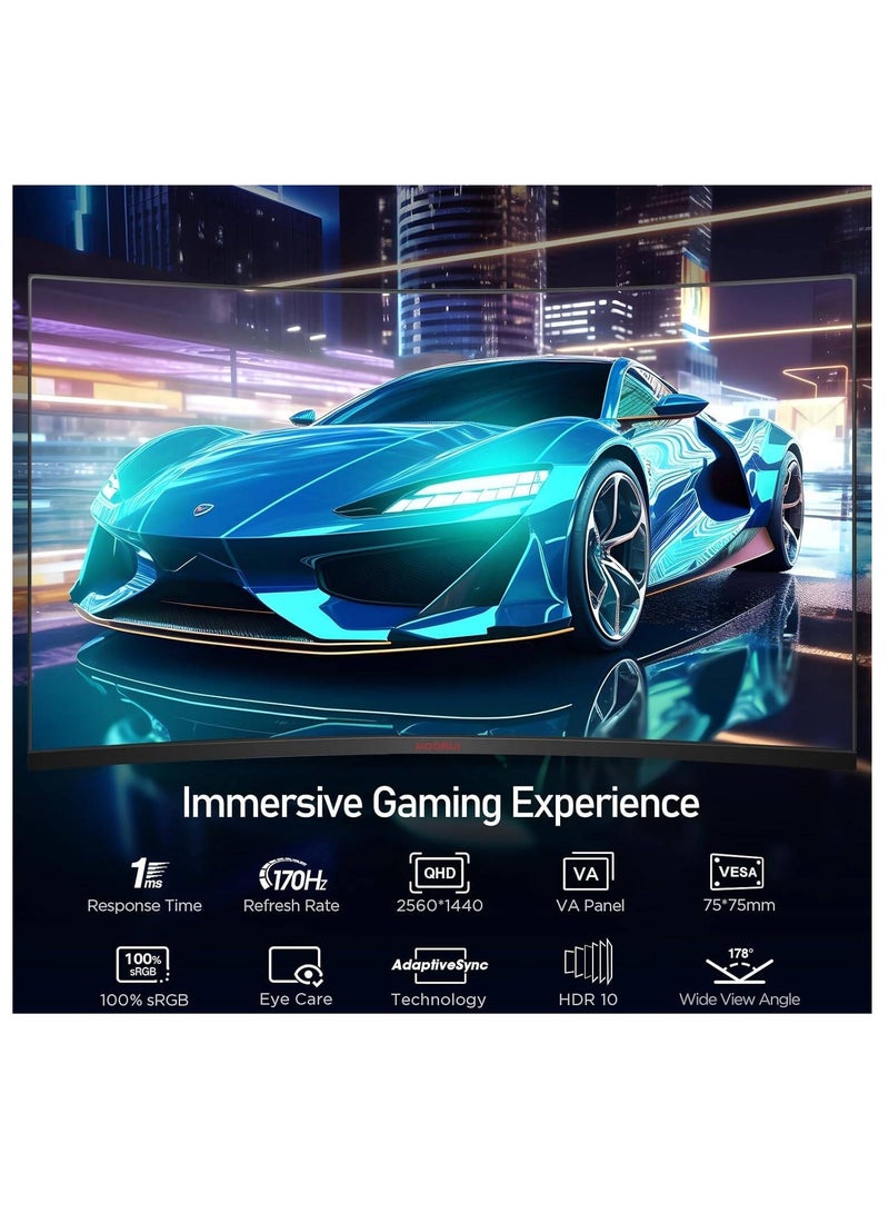KOORUI KOORUI 32" VA Display 32E6QC Gaming Curved Monitor, Black - Image 5