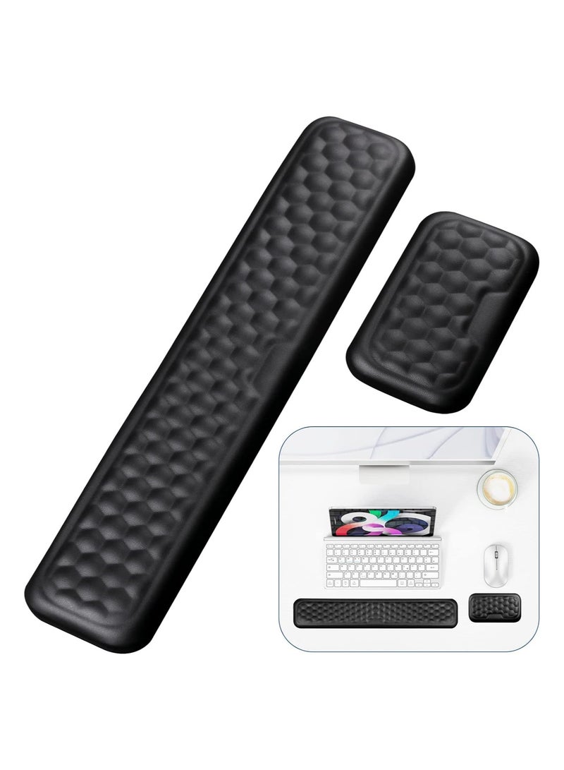 Keyboard Wrist Rest Keyboard Pad Enlarge Gel Memory Foam Set Keyboard Rest Cushion Support for Office Computer Laptop Comfortable Lightweight for Easy Typing Pain Relief - Image 1