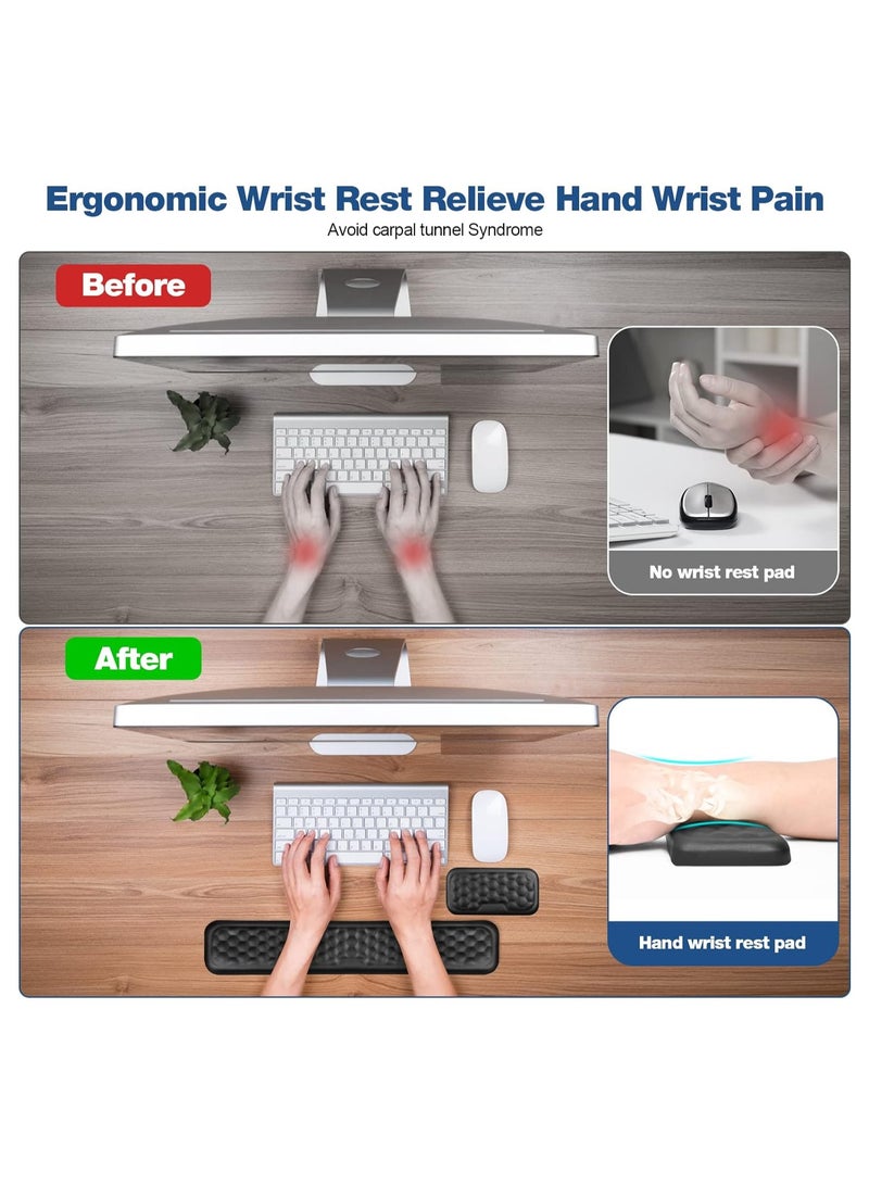 Keyboard Wrist Rest Keyboard Pad Enlarge Gel Memory Foam Set Keyboard Rest Cushion Support for Office Computer Laptop Comfortable Lightweight for Easy Typing Pain Relief - Image 4