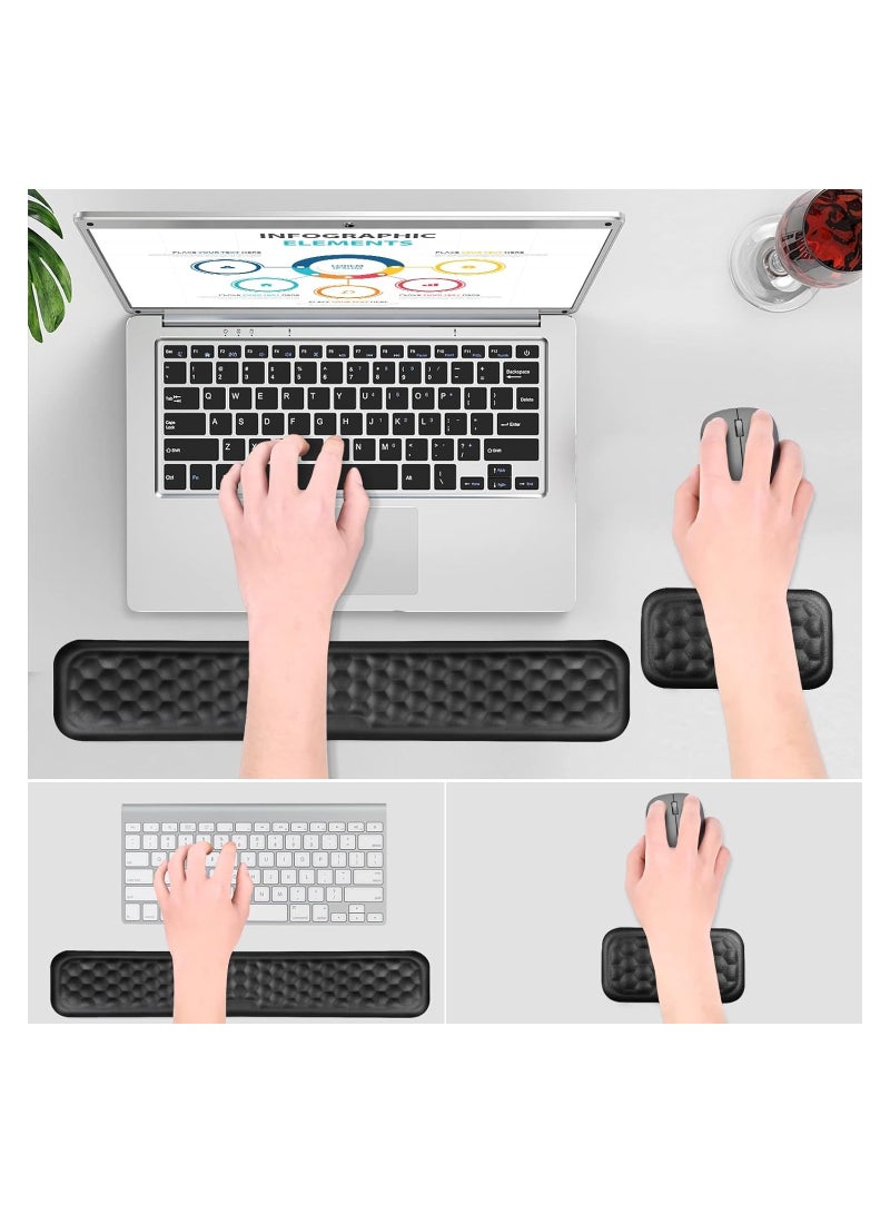 Keyboard Wrist Rest Keyboard Pad Enlarge Gel Memory Foam Set Keyboard Rest Cushion Support for Office Computer Laptop Comfortable Lightweight for Easy Typing Pain Relief - Image 3