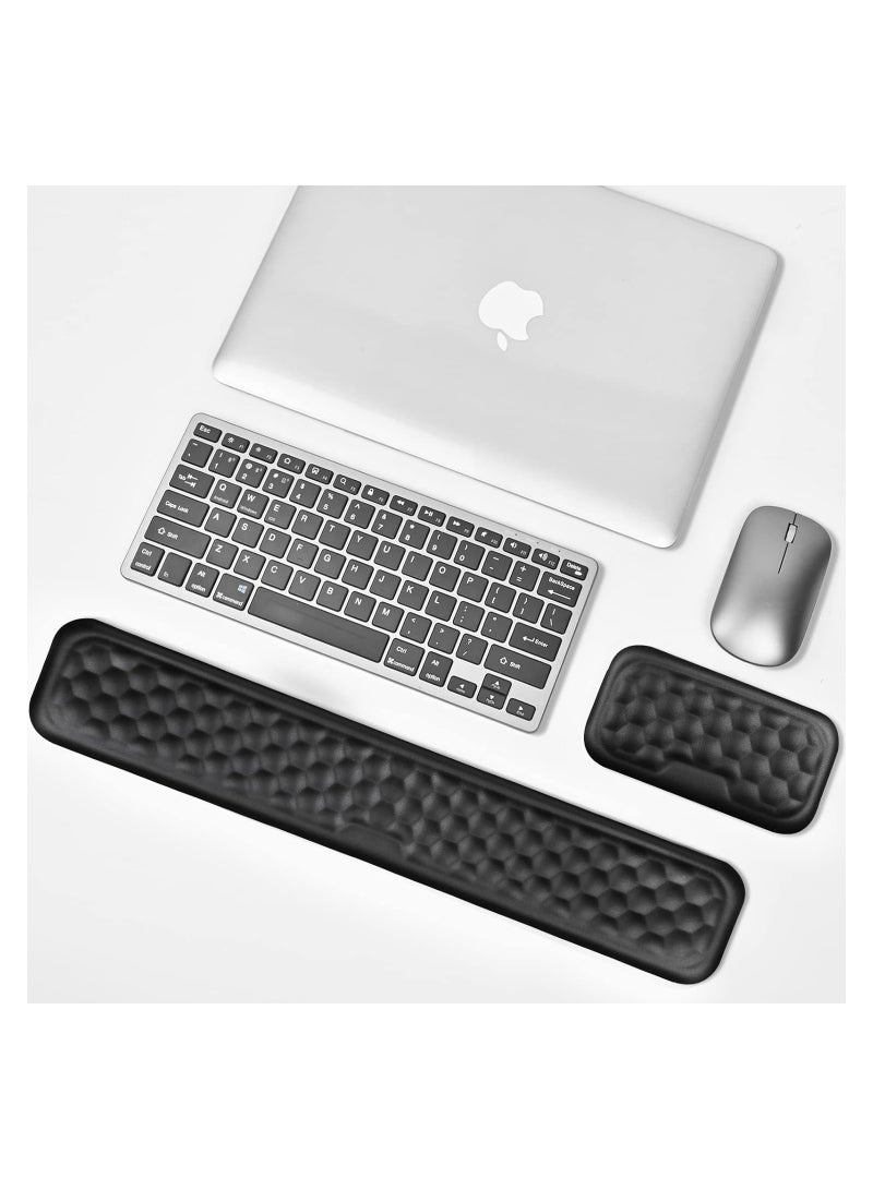 Keyboard Wrist Rest Keyboard Pad Enlarge Gel Memory Foam Set Keyboard Rest Cushion Support for Office Computer Laptop Comfortable Lightweight for Easy Typing Pain Relief - Image 2