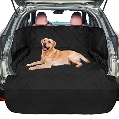 F-color SUV Cargo Liner for Dogs - Waterproof Pet Cargo Liner with Side Flaps, Comfort Dog Cargo Cover with Bumper Flap, Scrachproof Non-Slip Large Size Universal Fit SUVs Sedans Trunks Vans, Black - Image 1