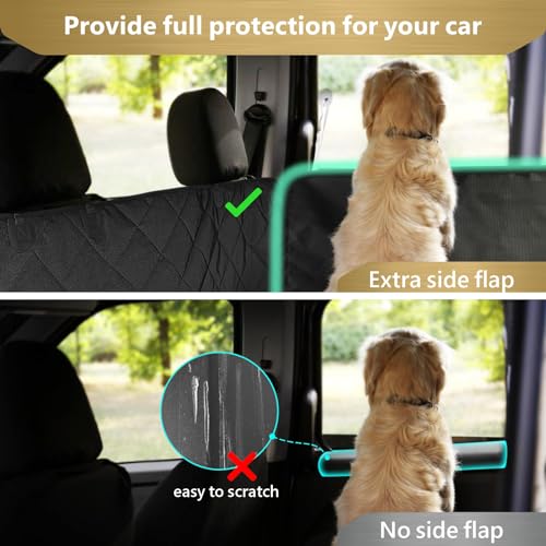 F-color SUV Cargo Liner for Dogs - Waterproof Pet Cargo Liner with Side Flaps, Comfort Dog Cargo Cover with Bumper Flap, Scrachproof Non-Slip Large Size Universal Fit SUVs Sedans Trunks Vans, Black - Image 3