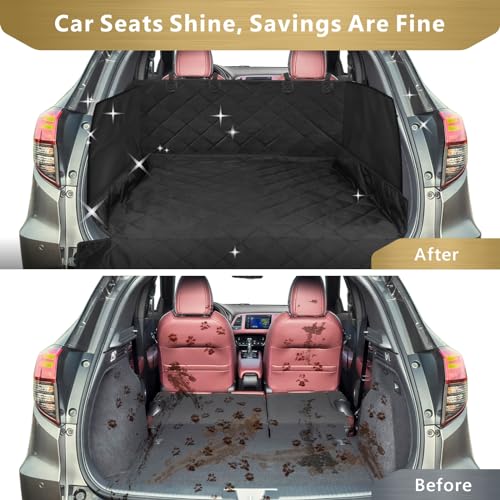 F-color SUV Cargo Liner for Dogs - Waterproof Pet Cargo Liner with Side Flaps, Comfort Dog Cargo Cover with Bumper Flap, Scrachproof Non-Slip Large Size Universal Fit SUVs Sedans Trunks Vans, Black - Image 2