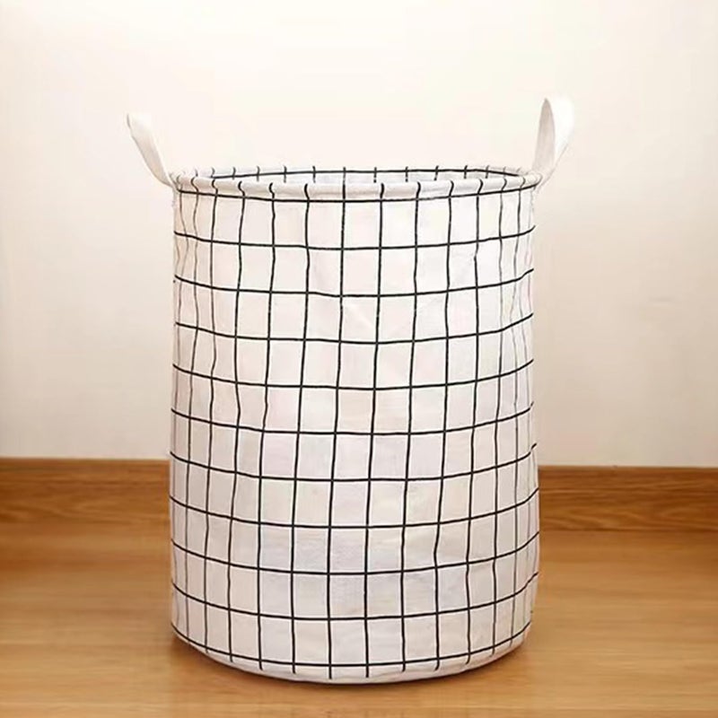 Urbane Home Urbane Home Foldable Storage BasketRound Toy Storage BinSide Grab HandleWardrobe Closet Organizer White  - Image 1
