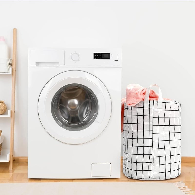 Urbane Home Urbane Home Foldable Storage BasketRound Toy Storage BinSide Grab HandleWardrobe Closet Organizer White  - Image 2